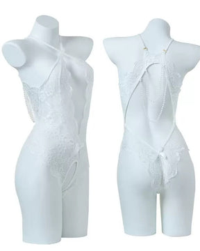 Conjunto de Pijamas Sem Costas de Renda com Meias de Perna e Detalhes em Coração
