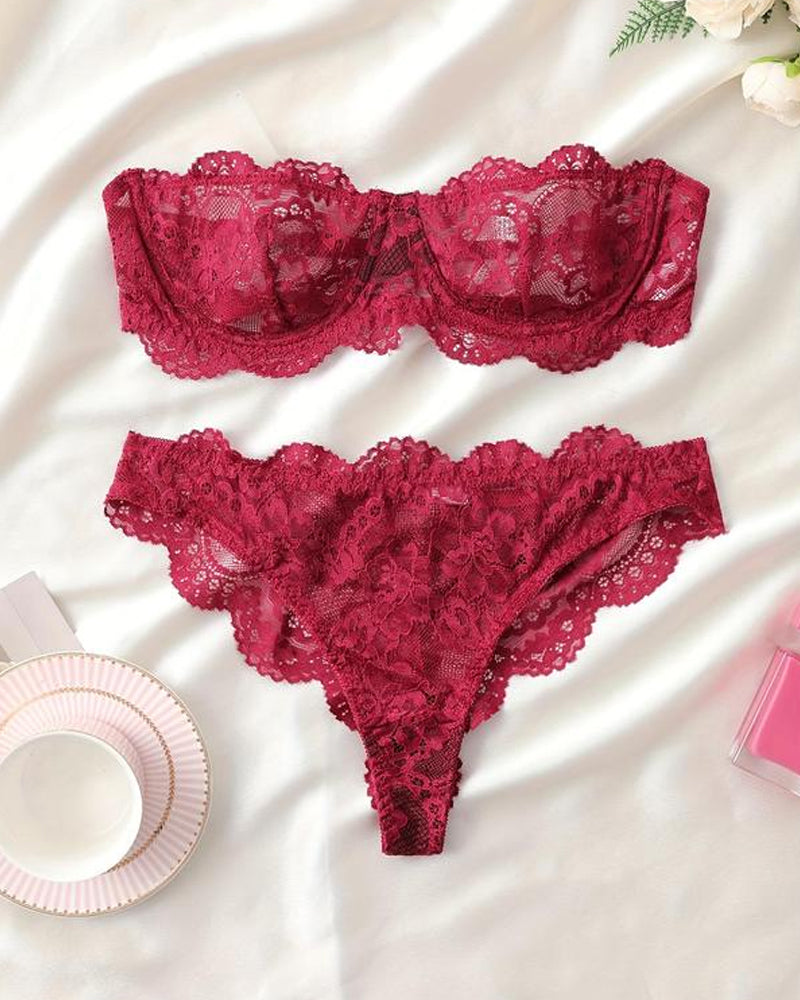 Conjunto de Lingerie em Renda Floral para Mulheres - Conforto e Estilo