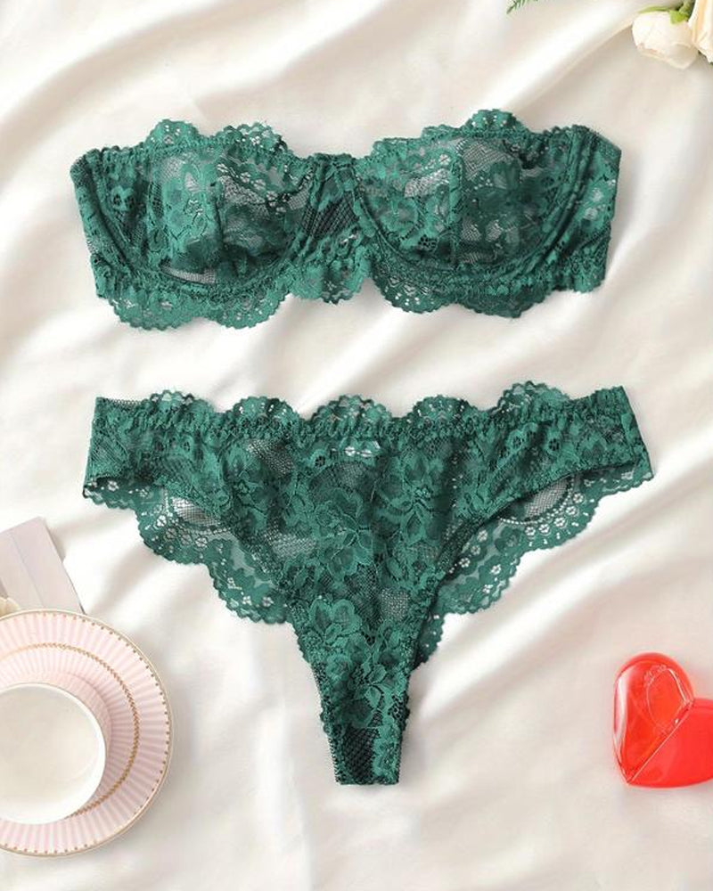 Conjunto de Lingerie em Renda Floral para Mulheres - Conforto e Estilo