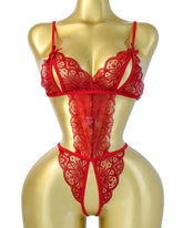 Conjunto de Pijamas Femininos de Renda Floral Translúcida com Costas Nuas