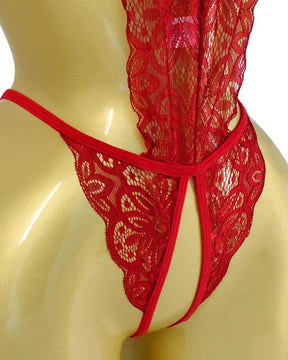 Conjunto de Pijamas Femininos de Renda Floral Translúcida com Costas Nuas