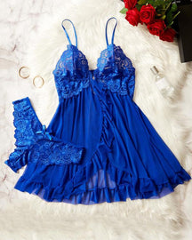Conjunto de Camisola e Calcinha de Renda para Mulheres