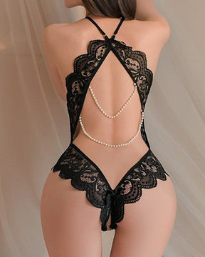 Conjunto de Pijamas Sem Costas de Renda com Meias de Perna e Detalhes em Coração